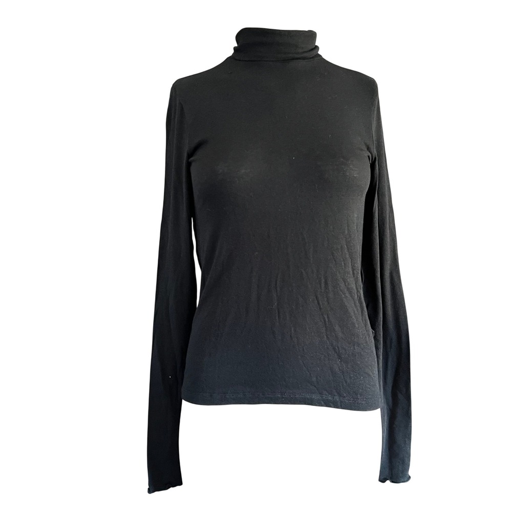 Madewell Black Lyocell Wool Blend Turtleneck Top NT910 Long Sleeve Small NWT